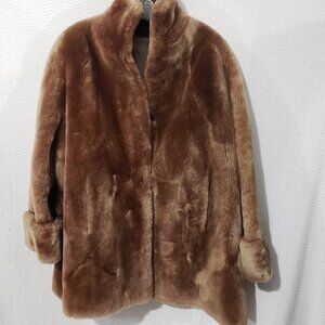 Vtg Mouton Thick Dyed Shearling Fur Lambskin Women's Coat M?
